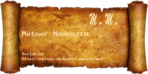 Metner Modeszta névjegykártya